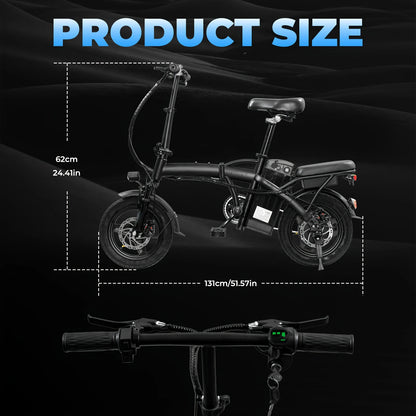 Adult and adolescent folding electric bicycles, 14 inch 500W 24MPH 48V 10Ah battery, 3-