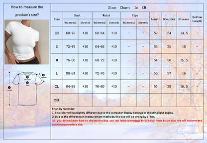 Woman Clothing Short Sleeve T-shirt Slim Fit Tops Female
