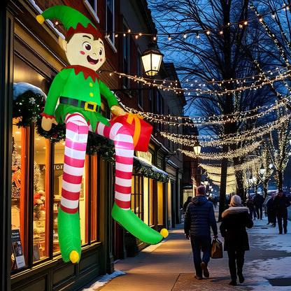 8FT Christmas Inflatables Outdoor Decorations, Christmas Inflatable Sitting Elf