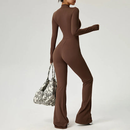 TRY TO BN Sports Yoga Jumpsuit Long Sleeves Zipper