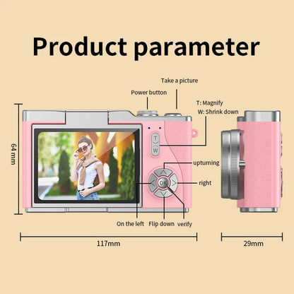 4K Digital Camera CCD 180° Flip Screen Selfie Camera