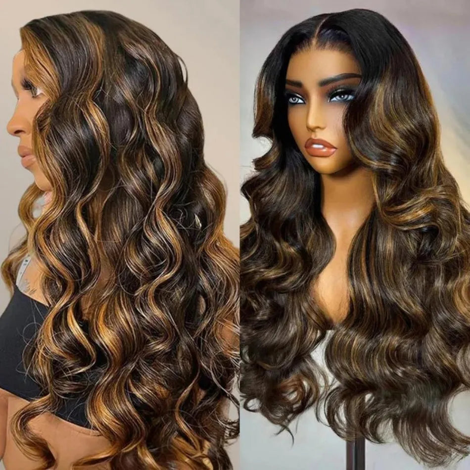 P1B30 Highlight Body Wave Human Hair Wigs 100%Human Hair Quality