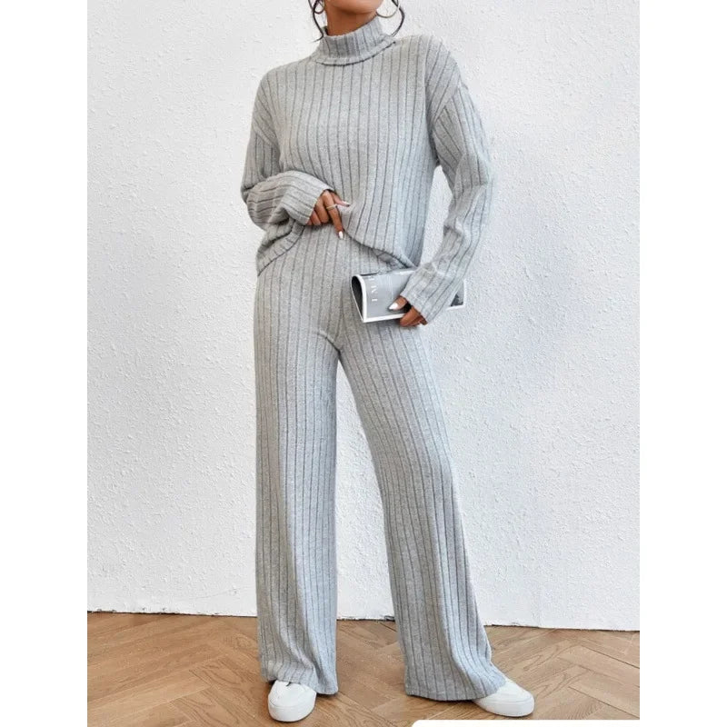 New 2025 Autumn Winter Solid Color High Neck Long Sleeve