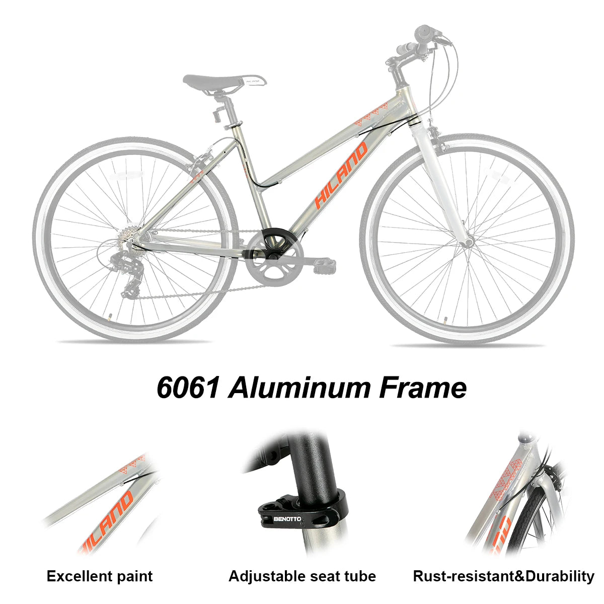 Hiland men's and women's hybrid bikes, Aluminum frame,