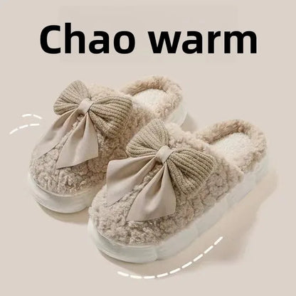 Women's thick-soled plush slippers for indoor outdoor use, non-slip warm fuzzy house shoes with soft fleece, slippers daily wear