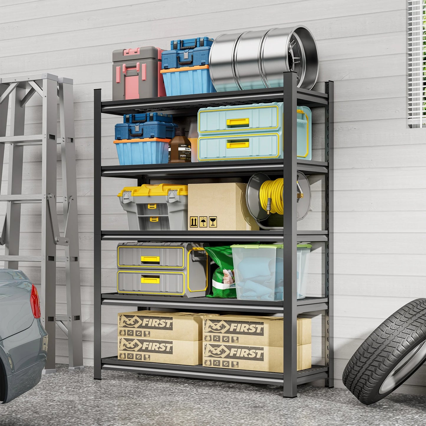 Heavy Duty Garage Shelving Metal Frame 5-Shelf