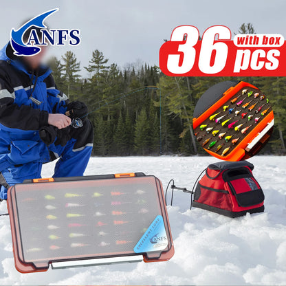 ANFS Ice Fishing Jigs 36pcs Ice Fishing Lures, Walleye Jig