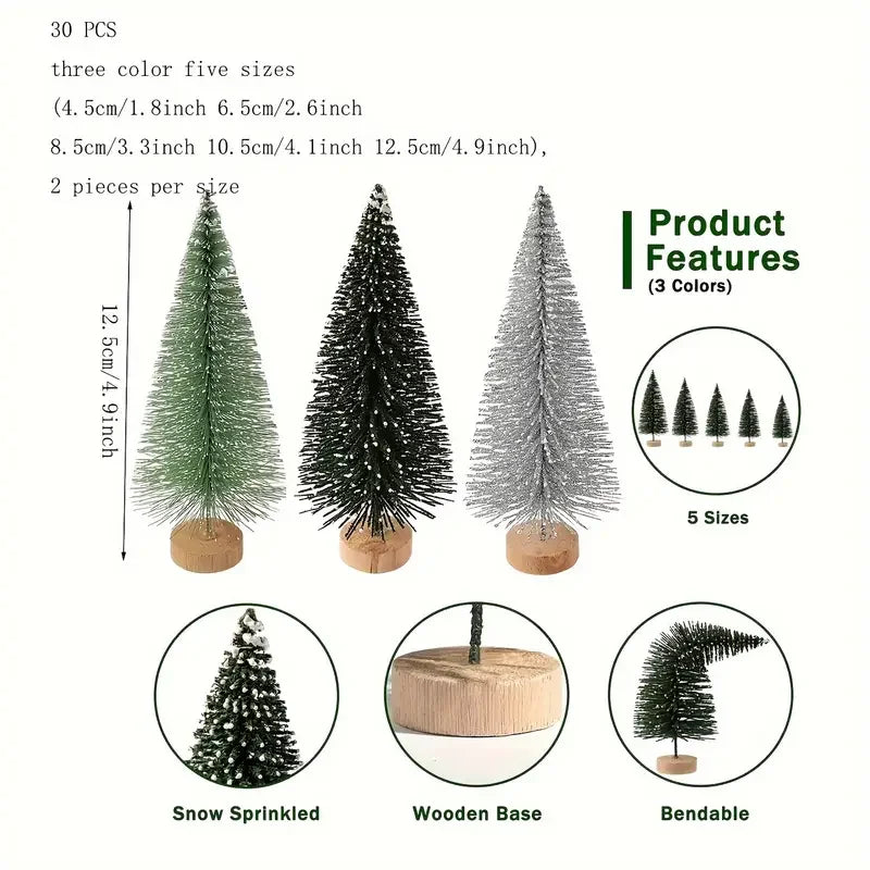 3/15/30pcs Mini Christmas Trees,