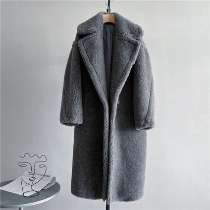 Winter Jacket Women Long Coat  Wool Woven