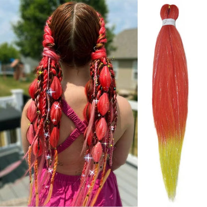 Dard Red White 3 Tones Ombre Straight Braids Blend Hair