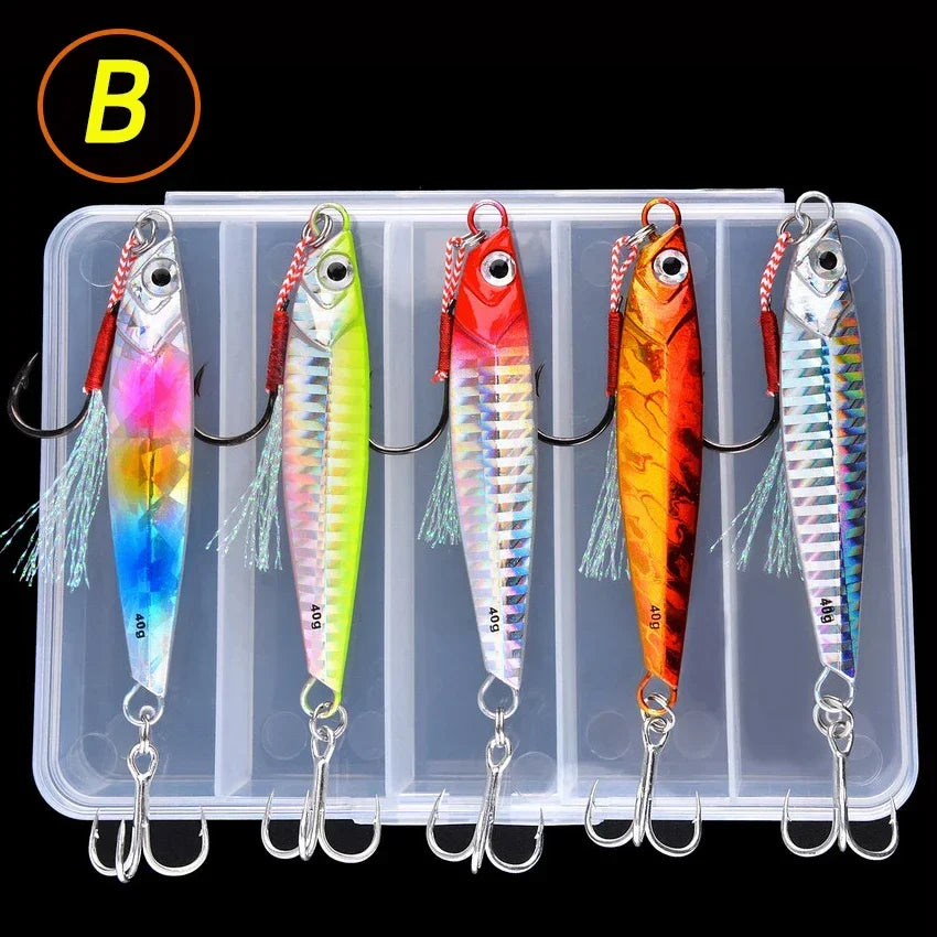 5pcs Metal Jig Fishing Lure Weights 7g-40g Trolling