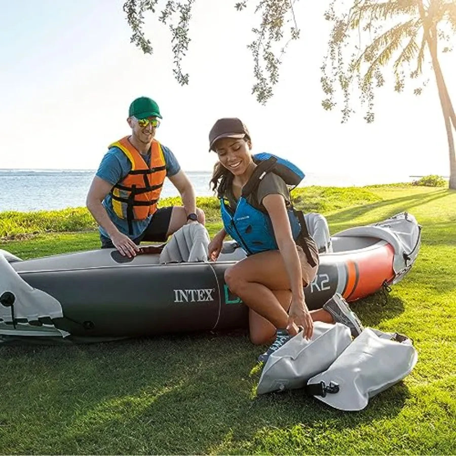 2Person Inflatable Kayak Set Dakota K2 with 86in Oars and Pump
