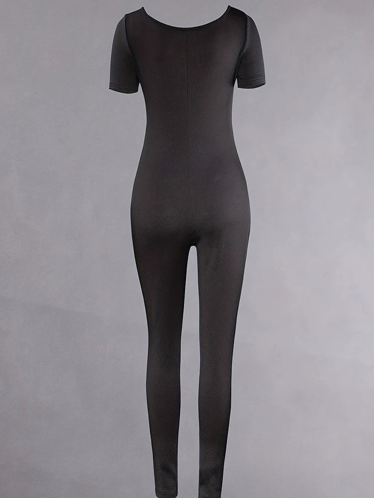 Women's Rompers Short Sleeve Solid Skinny Bodycon Jumpsuits