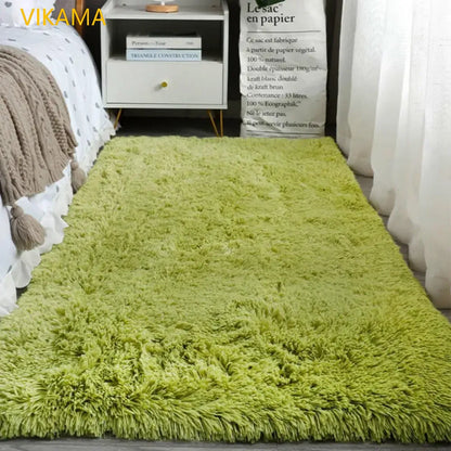 VIKAMA Simple Silk Wool Plush Carpet Bedroom Living Room Bed Blanket