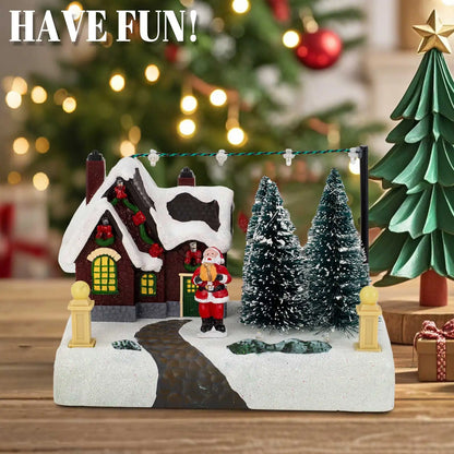 Christmas Village Scene Collectible Building with Lights Trees