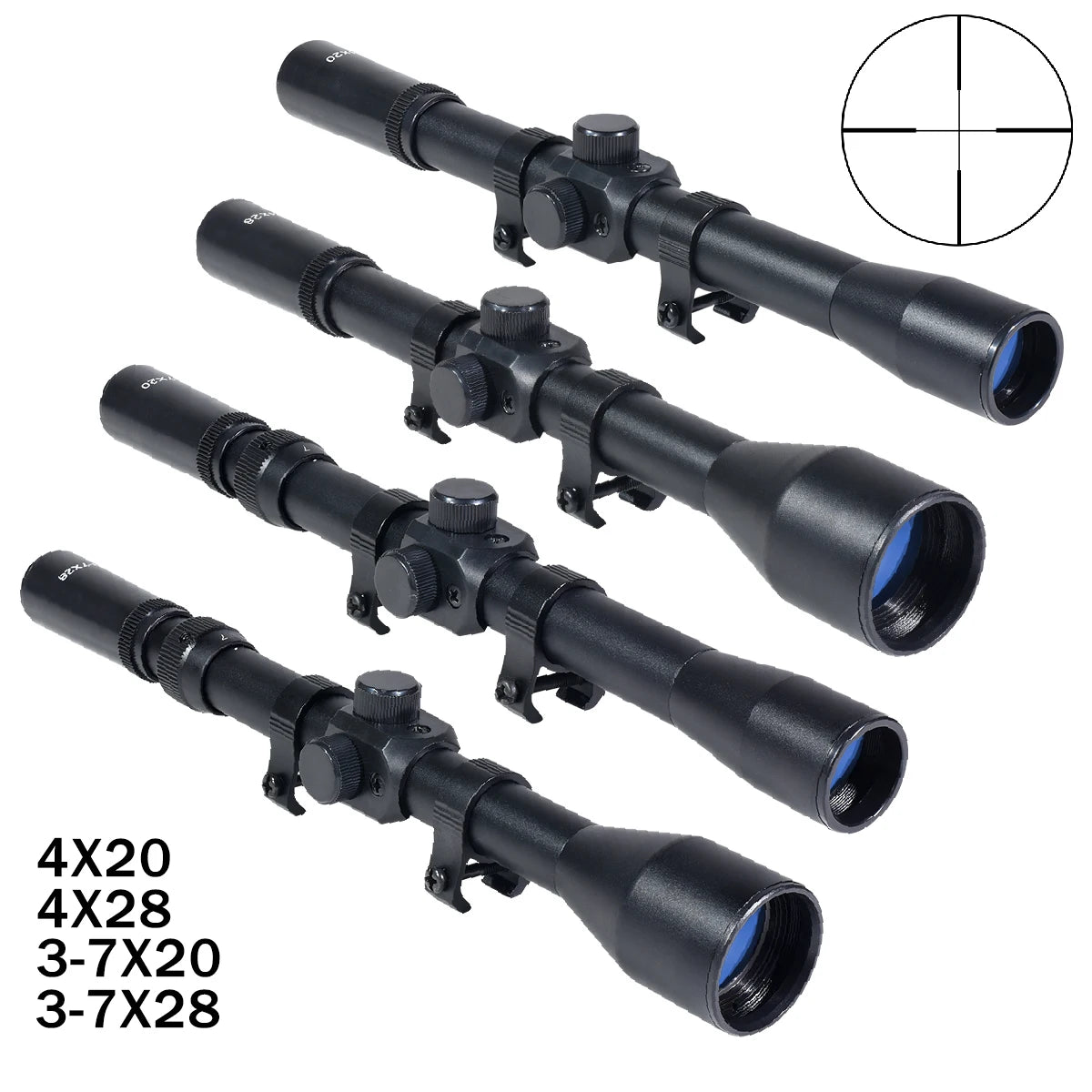 4x20/4x28/3-7x20/3-7x28 Optics Sight  Hunting Rifle Scope