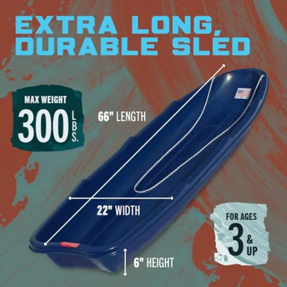 Winter Trek 3-Person Large Snow Sled 5.5 ft Heavy-Duty