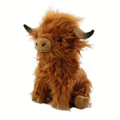 30cm Simulation Kyloe Cream Highland Cow Animal Plush Doll