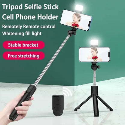 360 Rotation Selfie Stick Phone Holder Tripod Photo Pole