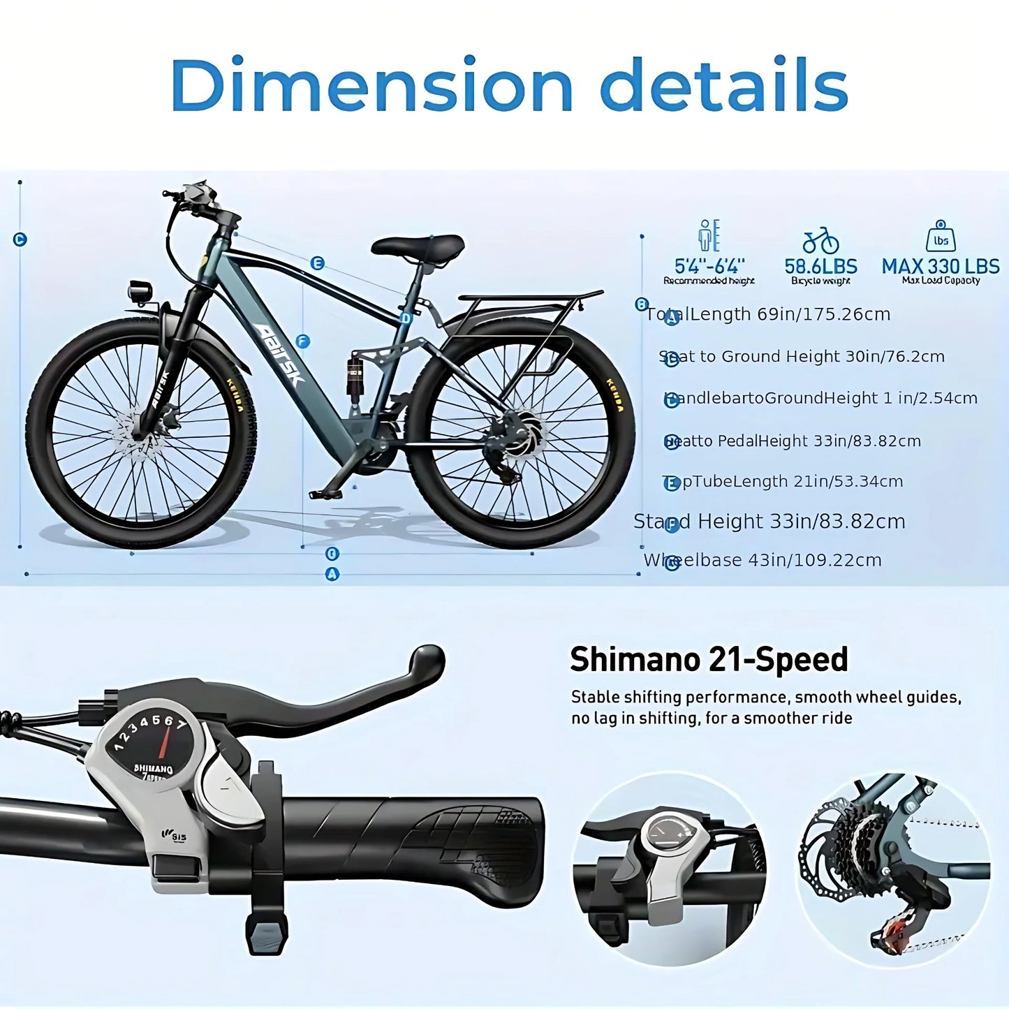 26'' Electric Bike for Adults,750W Peak Motor Mountain