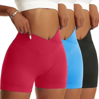 3 Pieces Women Solid Peach Hip Sports Pants High Elastic