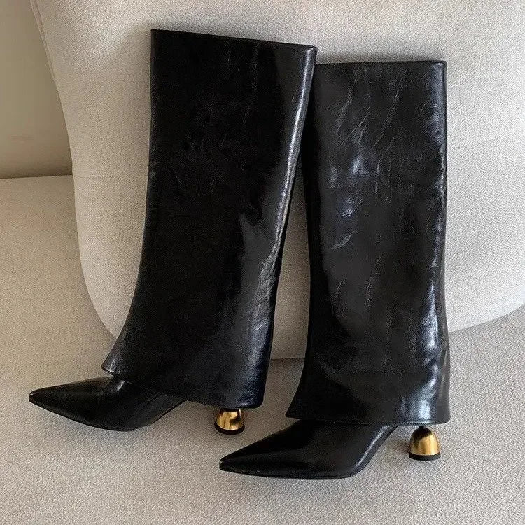 Plus Size Long Tube Boots Women's Fashion Boots Pure Color