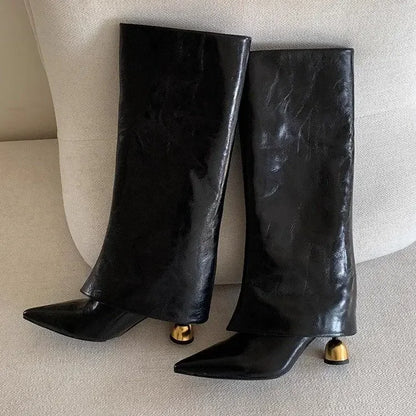 Plus Size Long Tube Boots Women's Fashion Boots Pure Color