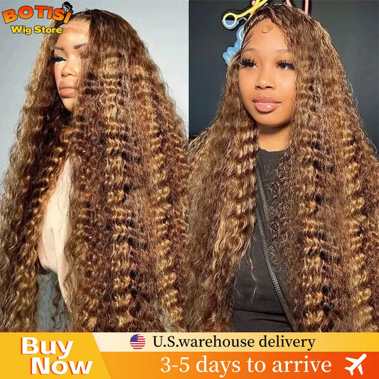 Botisi 4/27 Deep Wave Frontal Wig 13x6 Hd Lace Curly Wig