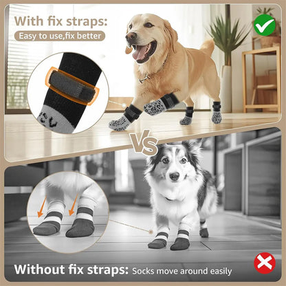 4-Pack Anti-Slip Dog Socks, Prevent Licking and Biting of Hard Wooden Floors,s