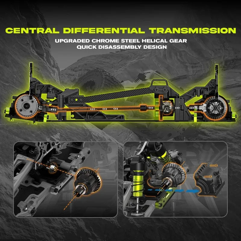 Mini 1:10 Carbon Fiber RC Car Roller For Adults, 4X4 Off-Road