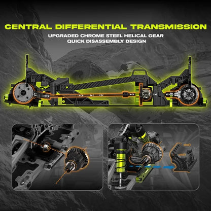 Mini 1:10 Carbon Fiber RC Car Roller For Adults, 4X4 Off-Road