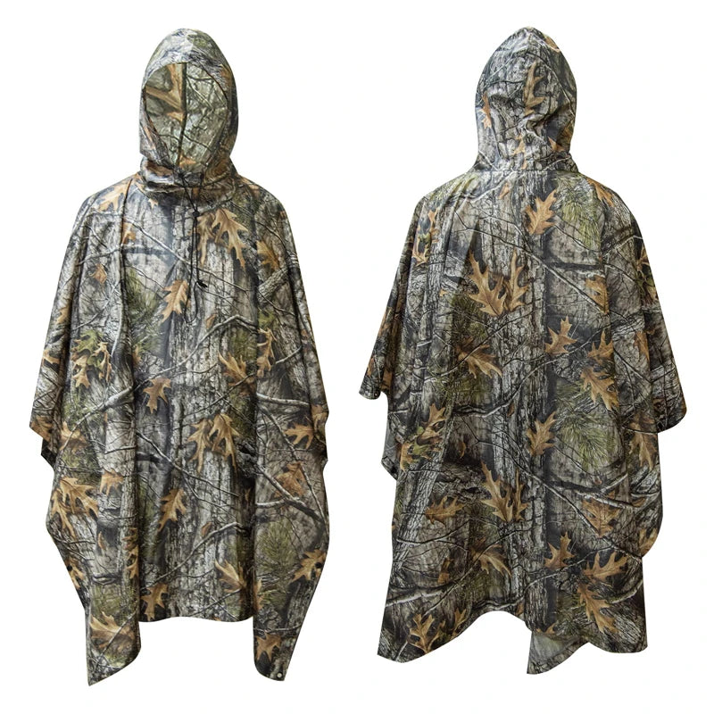 Man Military Impermeable Zipper Camo Raincoat