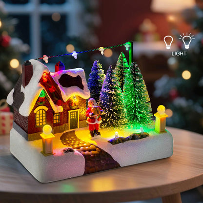 Christmas Village Scene Collectible Building with Lights Trees