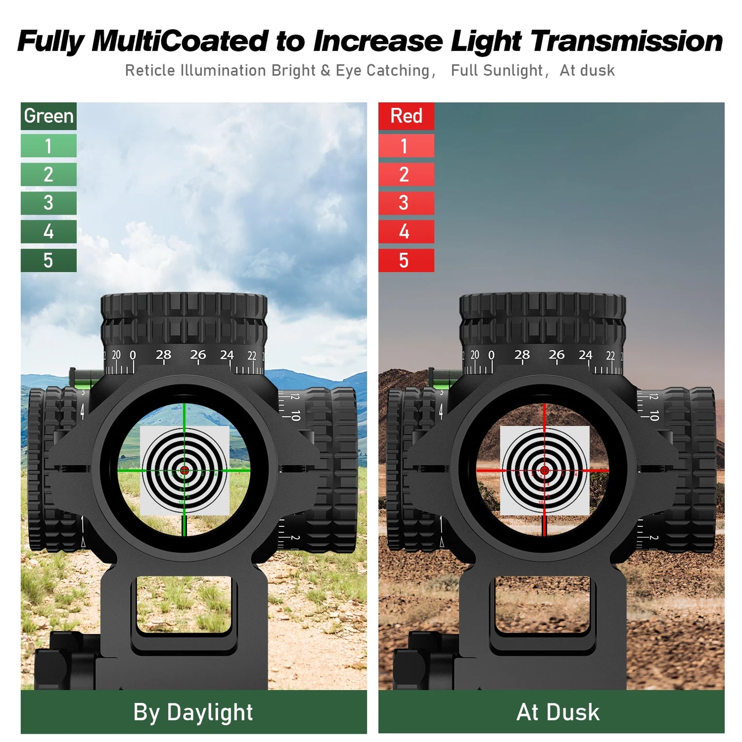1-5X24 Tactical Optical Rifle Scope Red and Green