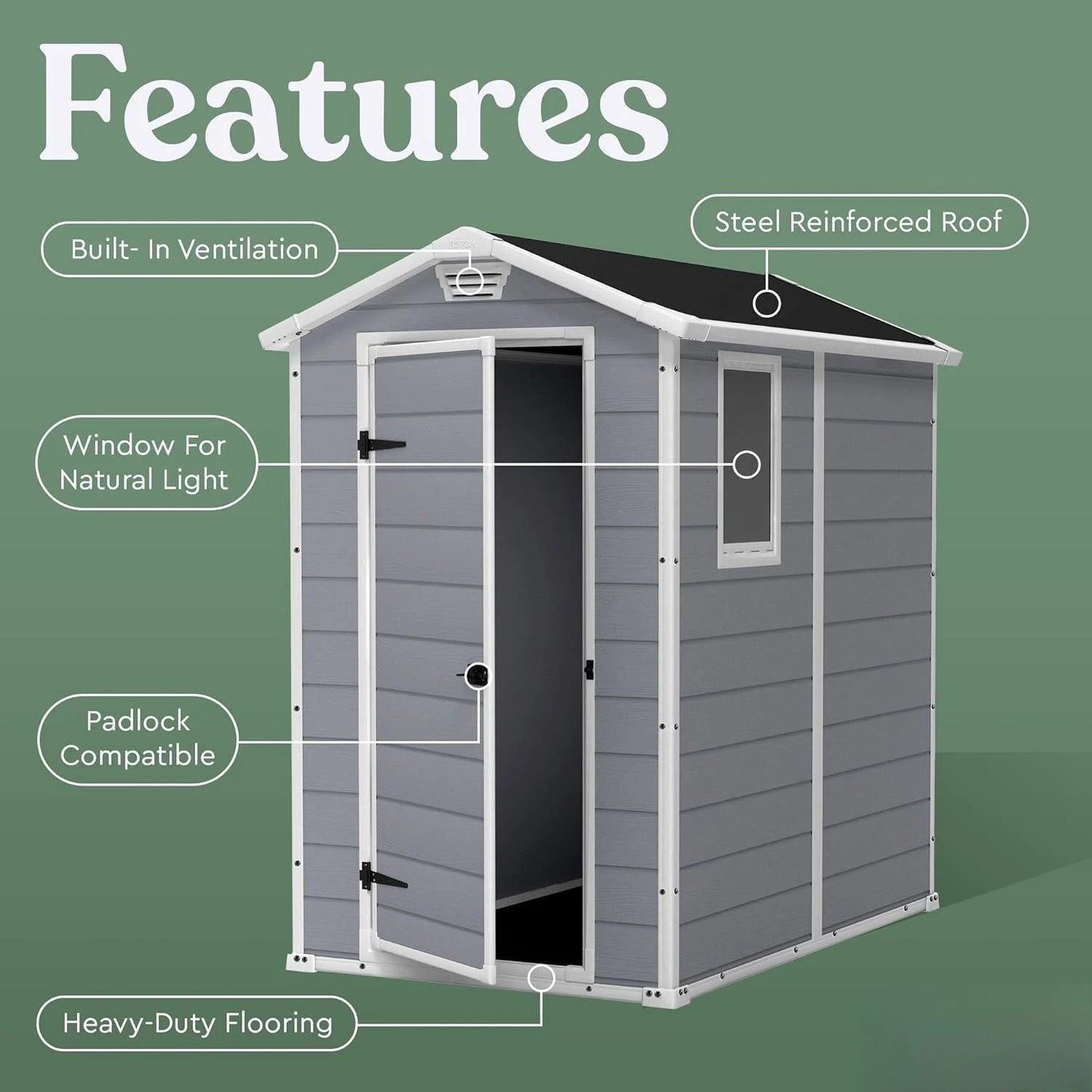 Manor 4x6 Resin Outdoor Storage Shed Kit-Perfect