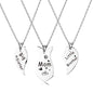 3 PCS Mom Big Sister Littler Sister Heart Matching Necklace