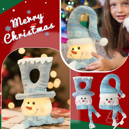 Christmas Lighted Blue Snowman Ornament Glowing