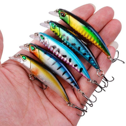 5 PCS Luure Kit Sinking Minnow Trout Artificial Bait Crank Bait Bass Hook