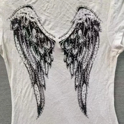American Retro Subculture Cross Print T-shirts Harajuku