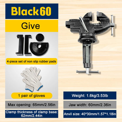 Bench Vise Jaw Width 10/60/70mm 360 Degree Swivel Cast Iron Tabletop Multifunctional Heavy Clamp Black and Blue Randomly Shipped