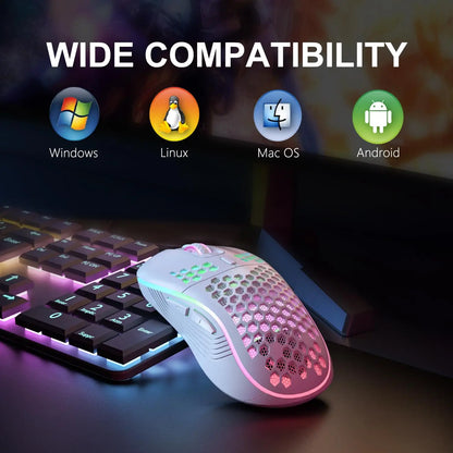 2.4G Wireless Mouse with RGB Backlit 6-button 3-speed