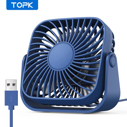 TOPK 4Inch USB Mini Portable Fan for Camping,3 Speeds QuietFAN