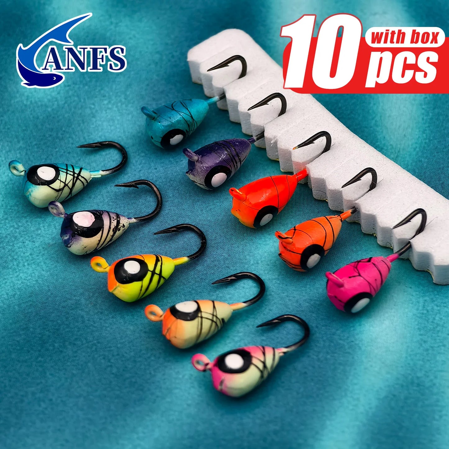 ANFS Ice Fishing Lures Ice Fishing Jigs Kit-10 Pack Ice