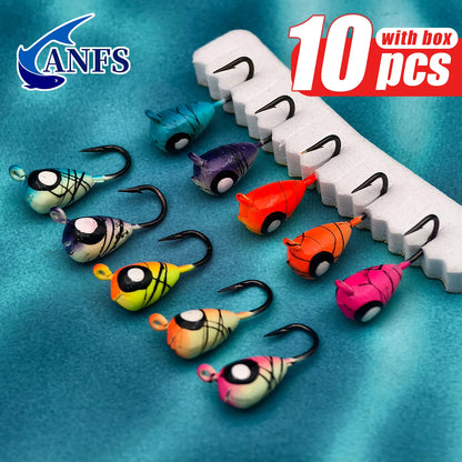 ANFS Ice Fishing Lures Ice Fishing Jigs Kit-10 Pack Ice