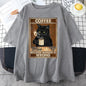 Coffee Because Murder Is Wrong Black Cat Drinks Coffee Funny