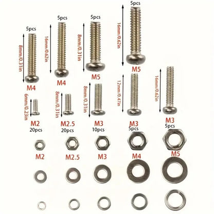 320pcs Premium Stainless Steel Screw and Nut Assortment Kit