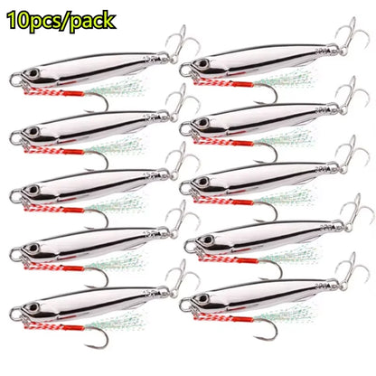 10pcs Fishing Metal Jig Lures 20g 30g 40g Plating Silvery