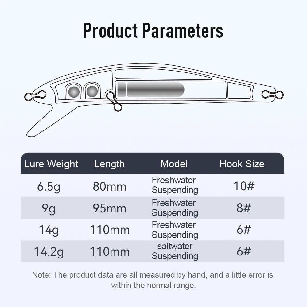 KINGDOM SP Shadow Fishing Lures 6.5g 9g 14g 14.2g Suspending