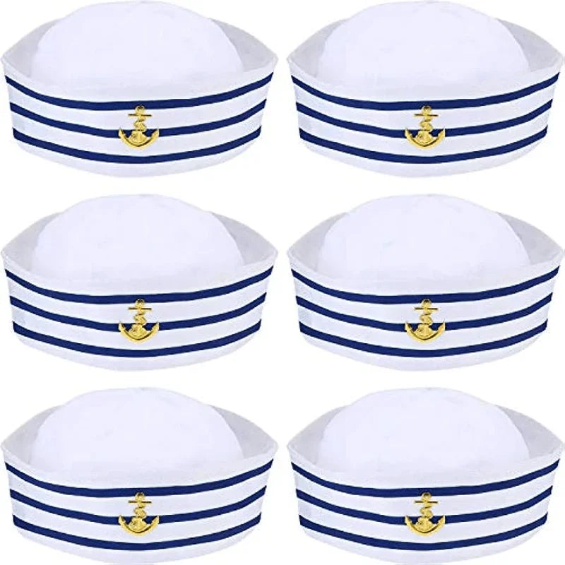 1/3/6 pieces of blue striped sailor hats, white striped sailor