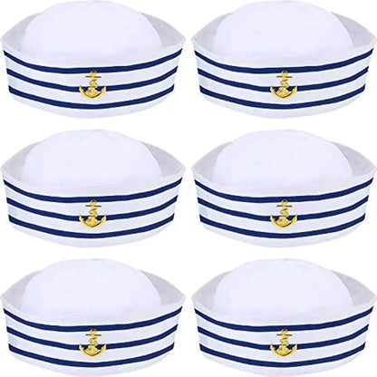 1/3/6 pieces of blue striped sailor hats, white striped sailor